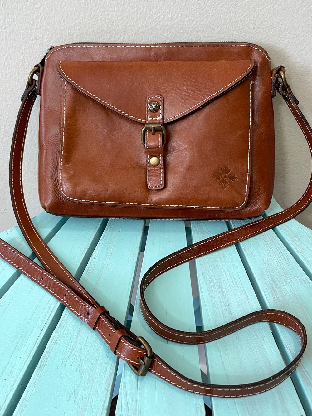 Patricia Nash Avellino Leather Crossbody Organizer Bag - Heritage Tan